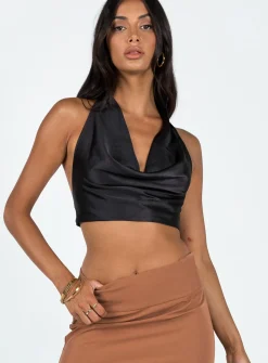 Princess Polly Puzo Halter Top Black Clearance