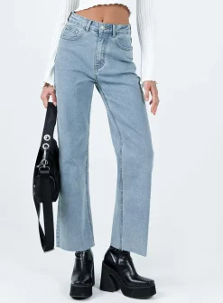 Princess Polly Pyrene Straight Leg Jeans Mid Wash  Denim Online
