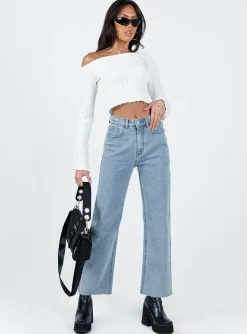 Princess Polly Pyrene Straight Leg Jeans Mid Wash Denim Online