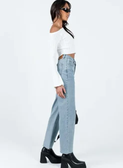 Princess Polly Pyrene Straight Leg Jeans Mid Wash Denim Online