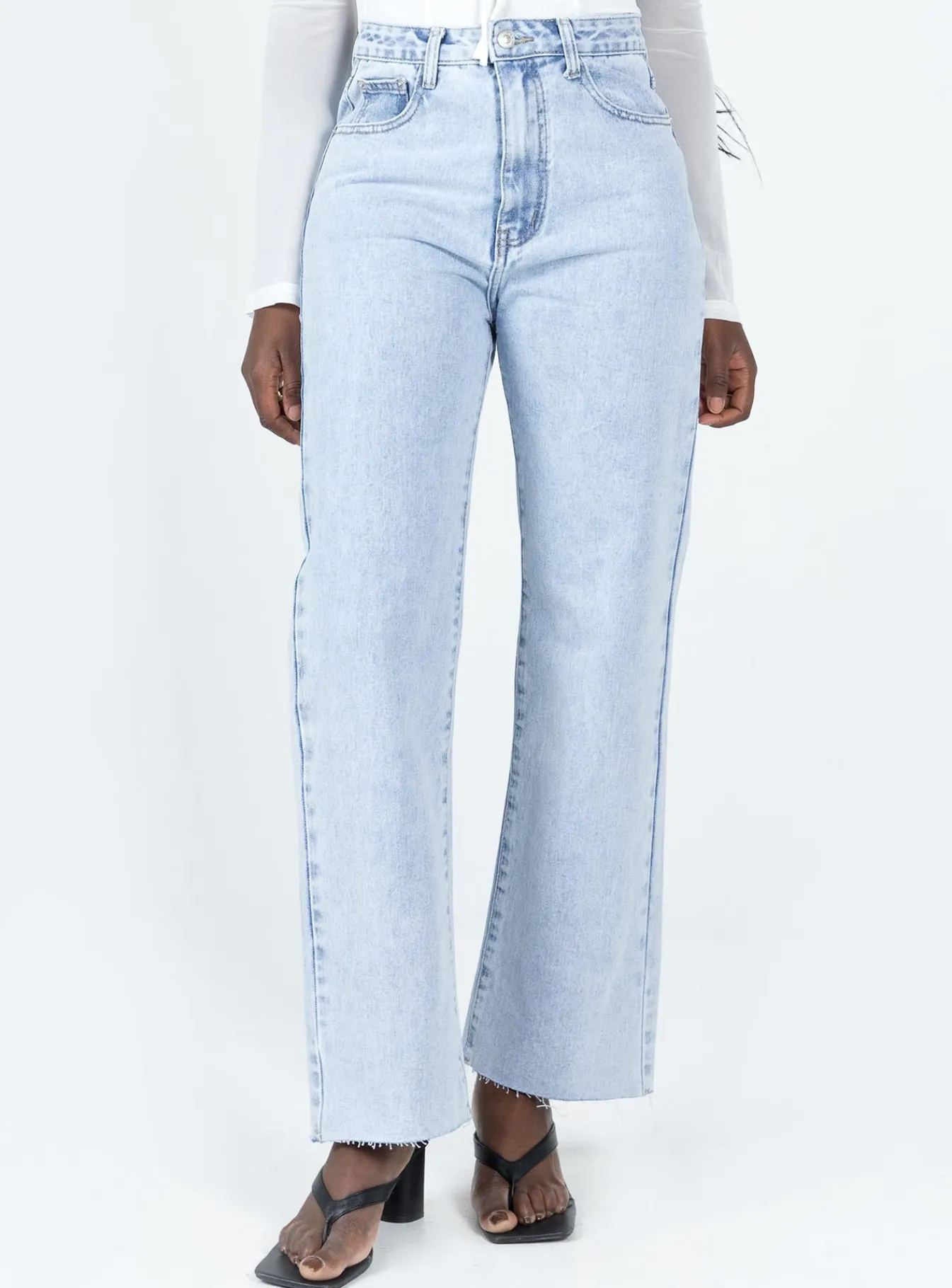 Princess Polly Queenstown Straight Leg Jeans Light Wash Denim Fashion