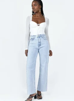 Princess Polly Queenstown Straight Leg Jeans Light Wash Denim Fashion