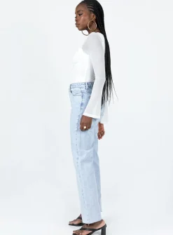 Princess Polly Queenstown Straight Leg Jeans Light Wash Denim Fashion