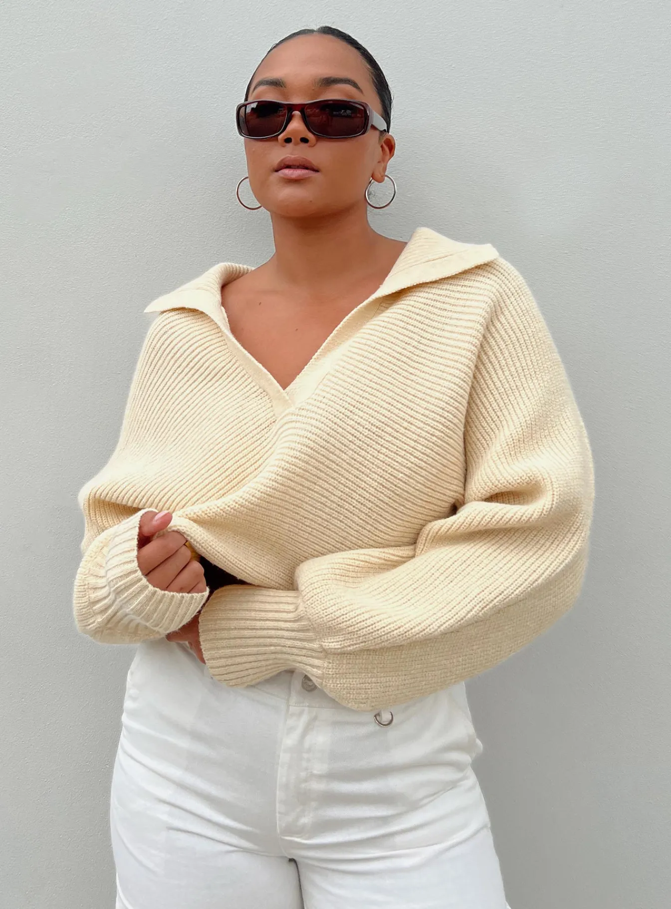 Princess Polly Quinten Sweater Cream Shop