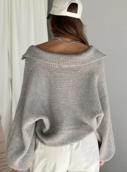 Princess Polly Quinten Sweater Grey Cheap