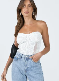 Princess Polly Radu Strapless Bodysuit  White Discount