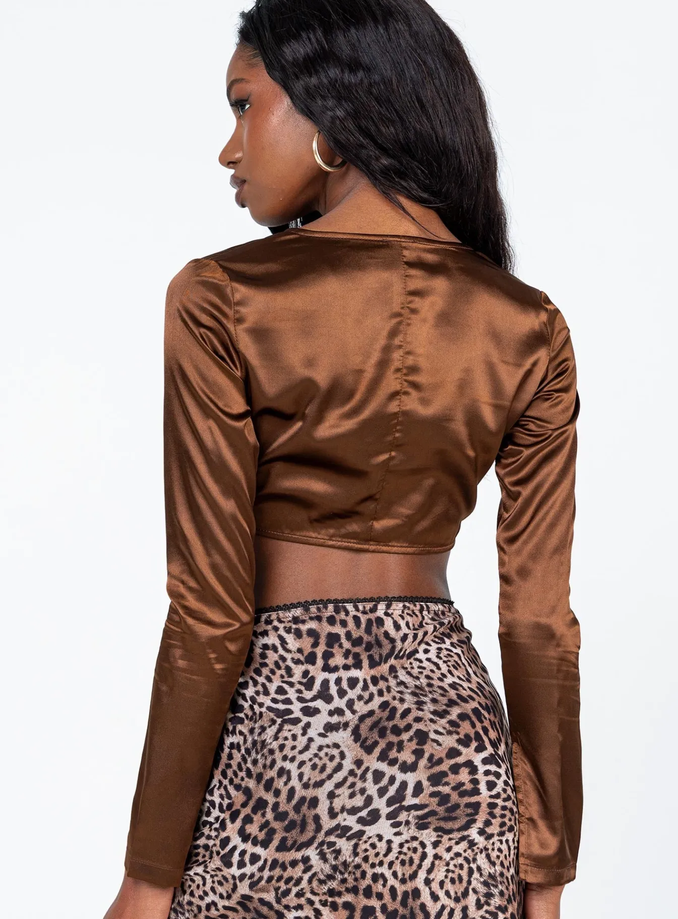 Princess Polly Raelle Long Sleeve Top Brown Hot