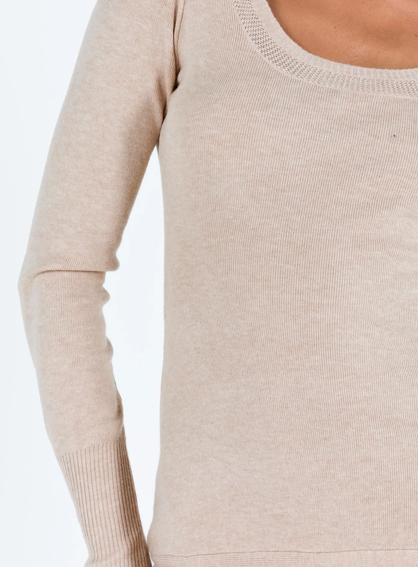 Princess Polly Rafter Long Sleeve Mini Dress Beige Store