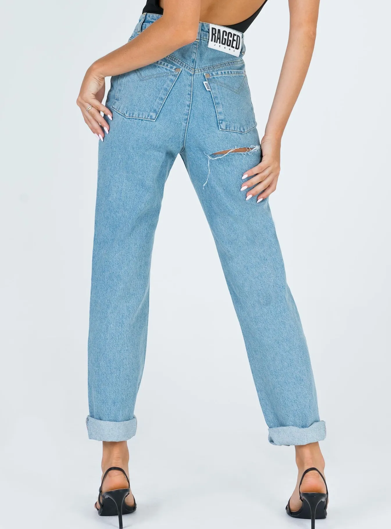 Princess Polly Ragged Priest Butt Cut Jean Light Blue Lgiht Blue Denim Best Sale