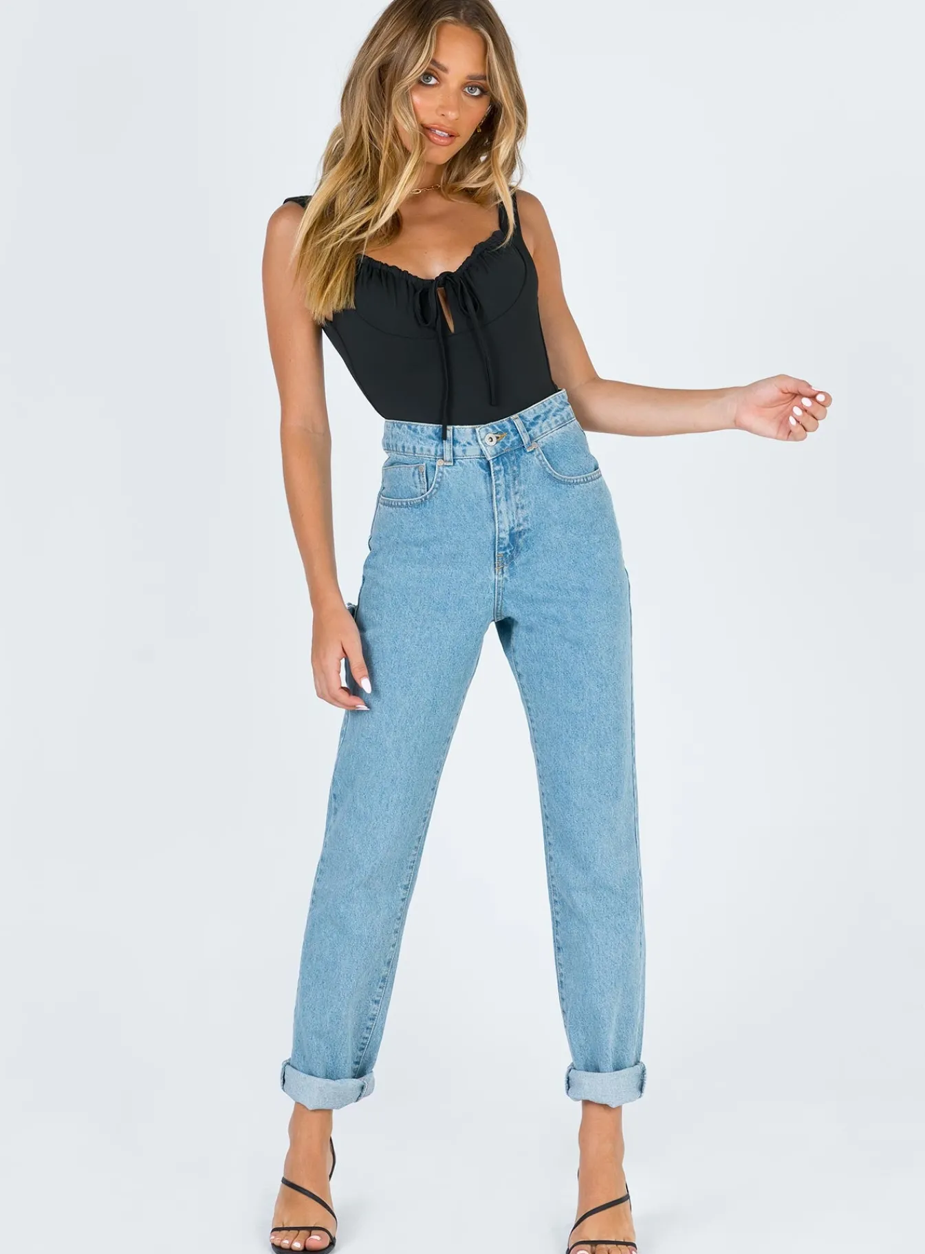 Princess Polly Ragged Priest Butt Cut Jean Light Blue Lgiht Blue Denim Best Sale