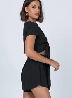 Princess Polly Ragnar Tie Front Romper Black Outlet