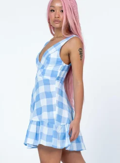 Princess Polly Raindrops Mini Dress  Blue Store