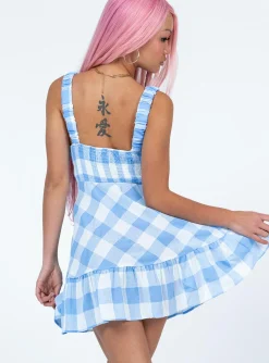 Princess Polly Raindrops Mini Dress  Blue Store