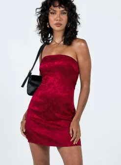 Princess Polly Ramie Strapless Mini Dress  Burgundy Fashion