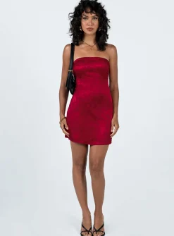 Princess Polly Ramie Strapless Mini Dress  Burgundy Fashion