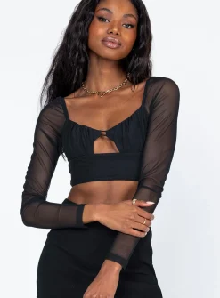 Princess Polly Randle Long Sleeve Top  Black Discount