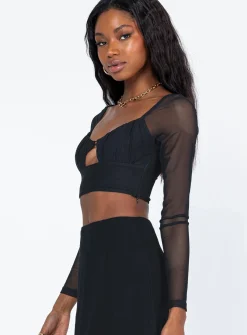 Princess Polly Randle Long Sleeve Top  Black Discount