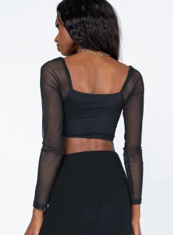 Princess Polly Randle Long Sleeve Top  Black Discount