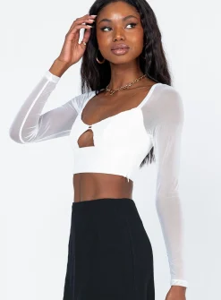 Princess Polly Randle Long Sleeve Top  White Sale