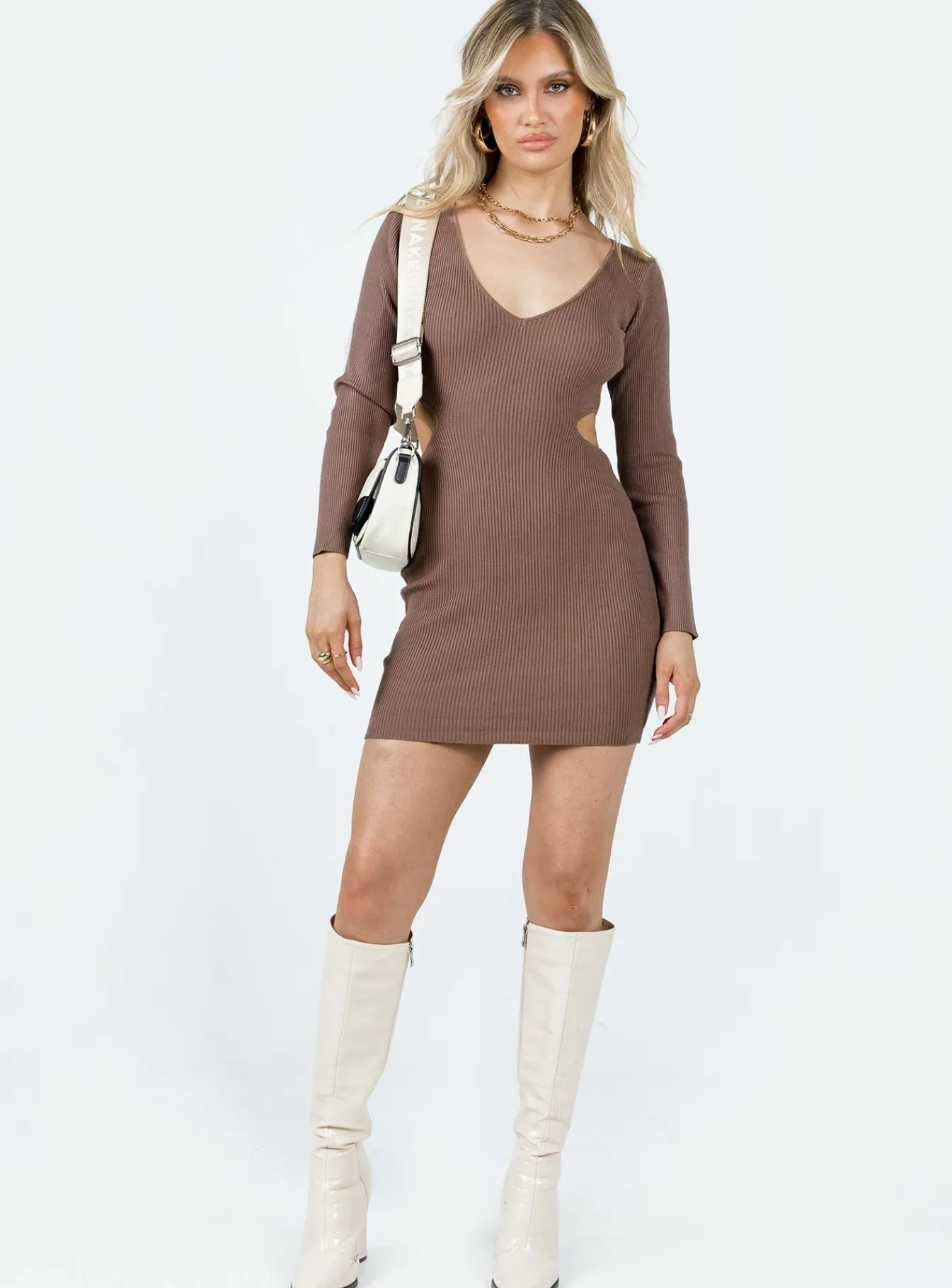 Princess Polly Ranni Mini Dress Brown Cheap