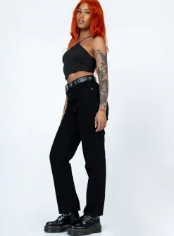 Princess Polly Raquelle Straight Leg Denim Jeans  Black Sale