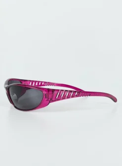 Princess Polly Rave On Sunglasses Burgundy Hot