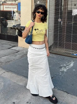 Princess Polly Raven Mid Rise Maxi Skirt  White Outlet