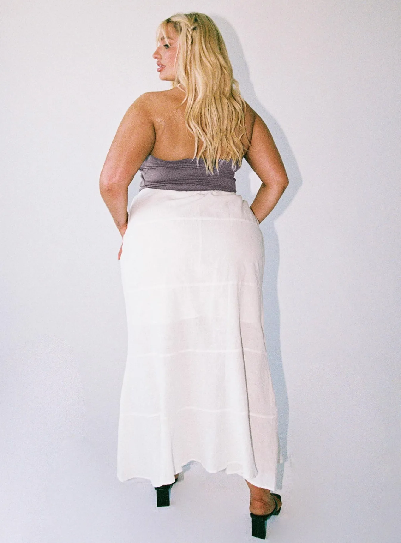 Princess Polly Raven Mid Rise Maxi Skirtcurve White Clearance