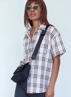 Princess Polly Ray Checkered Shirt  Pink Shop