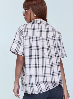 Princess Polly Ray Checkered Shirt  Pink Shop