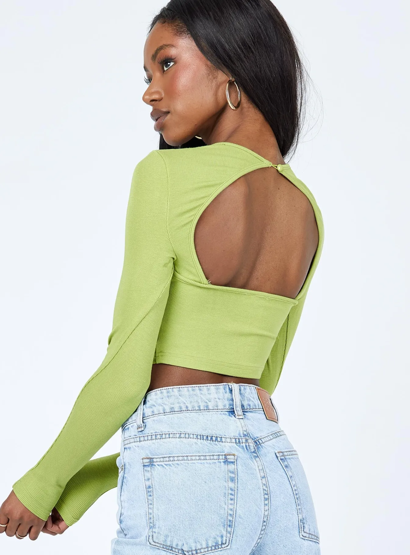 Princess Polly Rayna Long Sleeve Top Green New