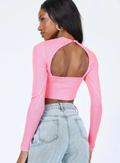 Princess Polly Rayna Long Sleeve Top  Pink Flash Sale