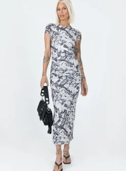 Princess Polly Read About It Maxi Dress/ White   Black Best Sale