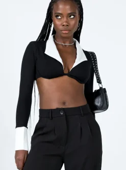 Princess Polly Rebecca Long Sleeve Top  Black Discount