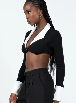 Princess Polly Rebecca Long Sleeve Top  Black Discount