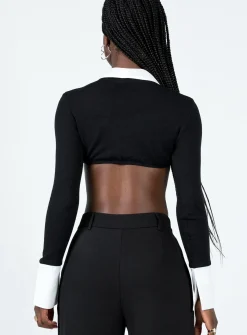 Princess Polly Rebecca Long Sleeve Top  Black Discount