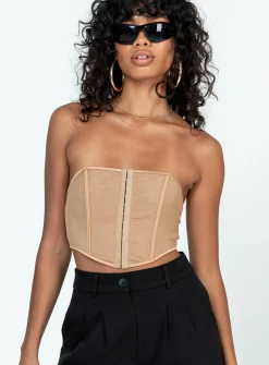 Princess Polly Rebekka Strapless Top Beige Hot