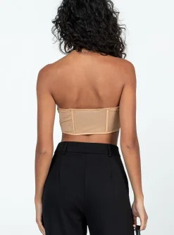 Princess Polly Rebekka Strapless Top Beige Hot