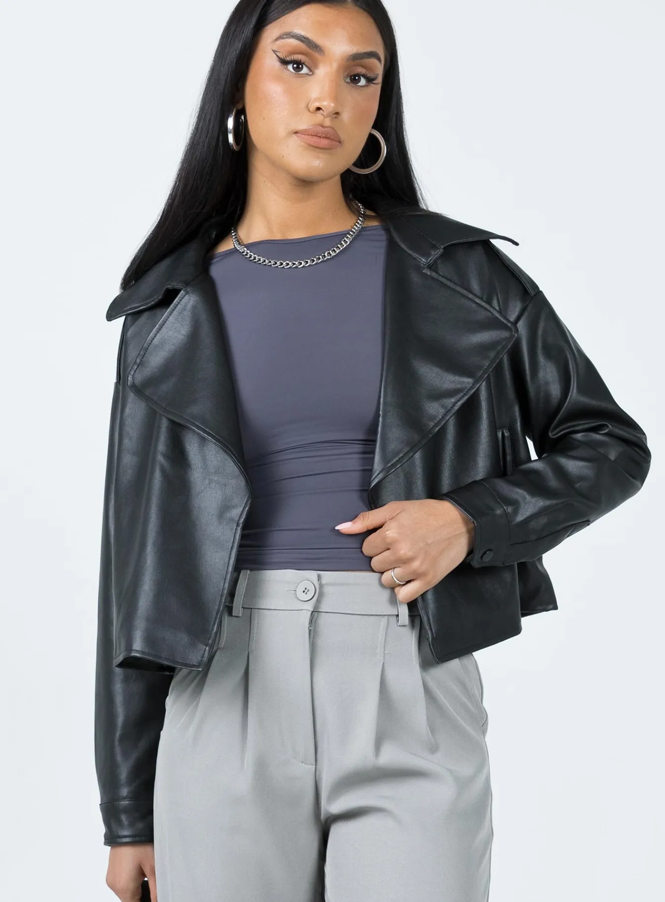 Princess Polly Redfern Faux Leather Jacket Black Best