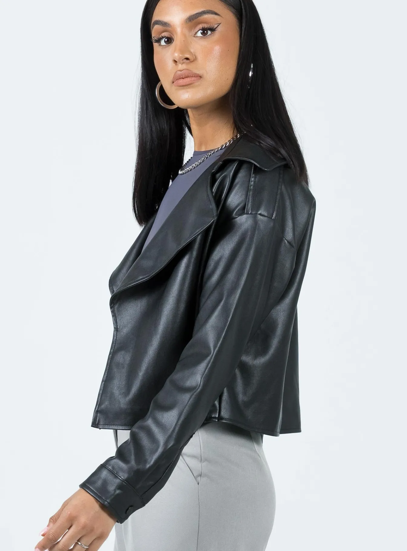 Princess Polly Redfern Faux Leather Jacket Black Best