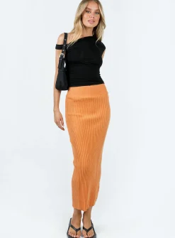 Princess Polly Regent Low Rise Maxi Skirt  Orange Clearance