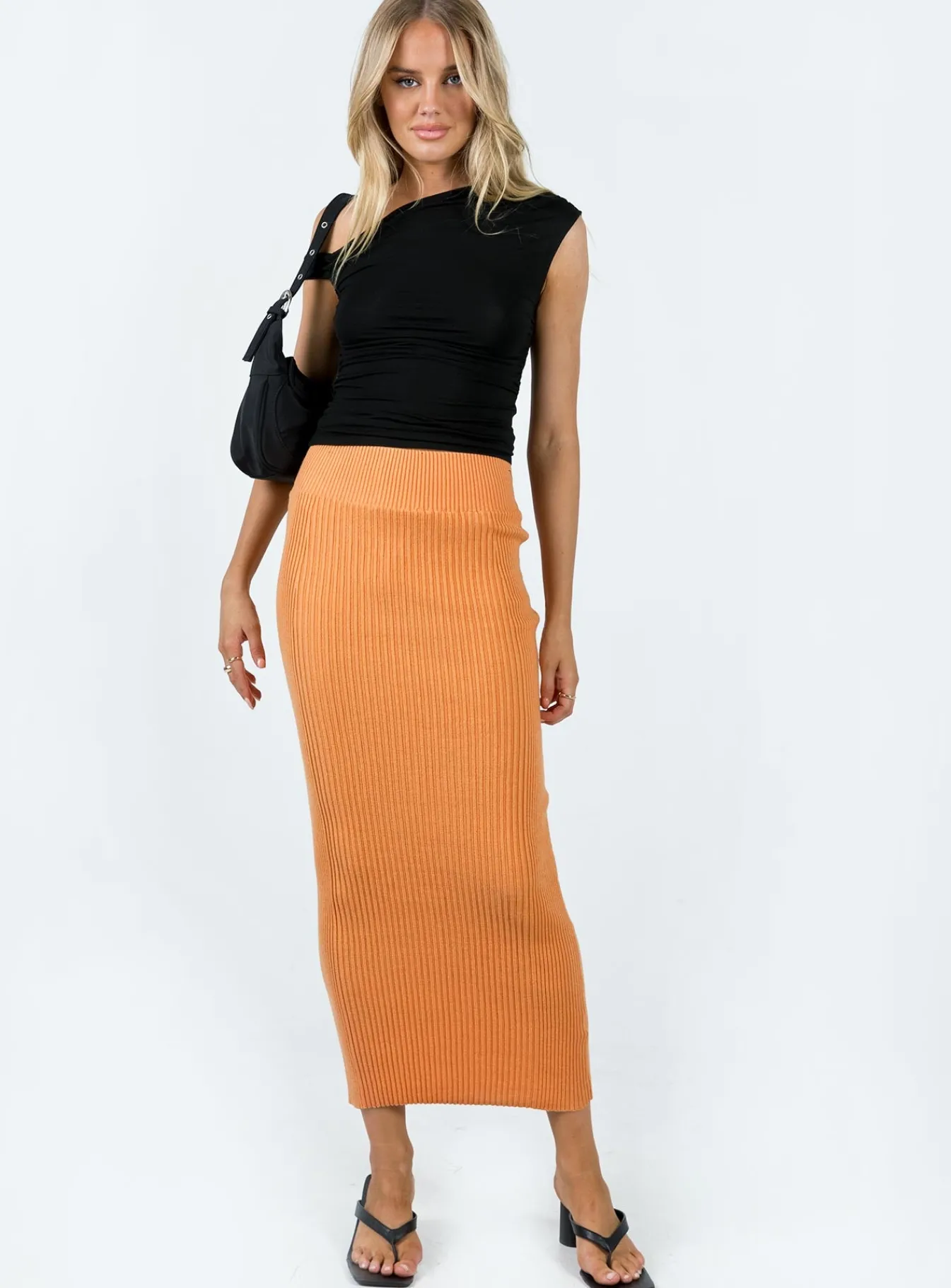 Princess Polly Regent Low Rise Maxi Skirt Orange Clearance