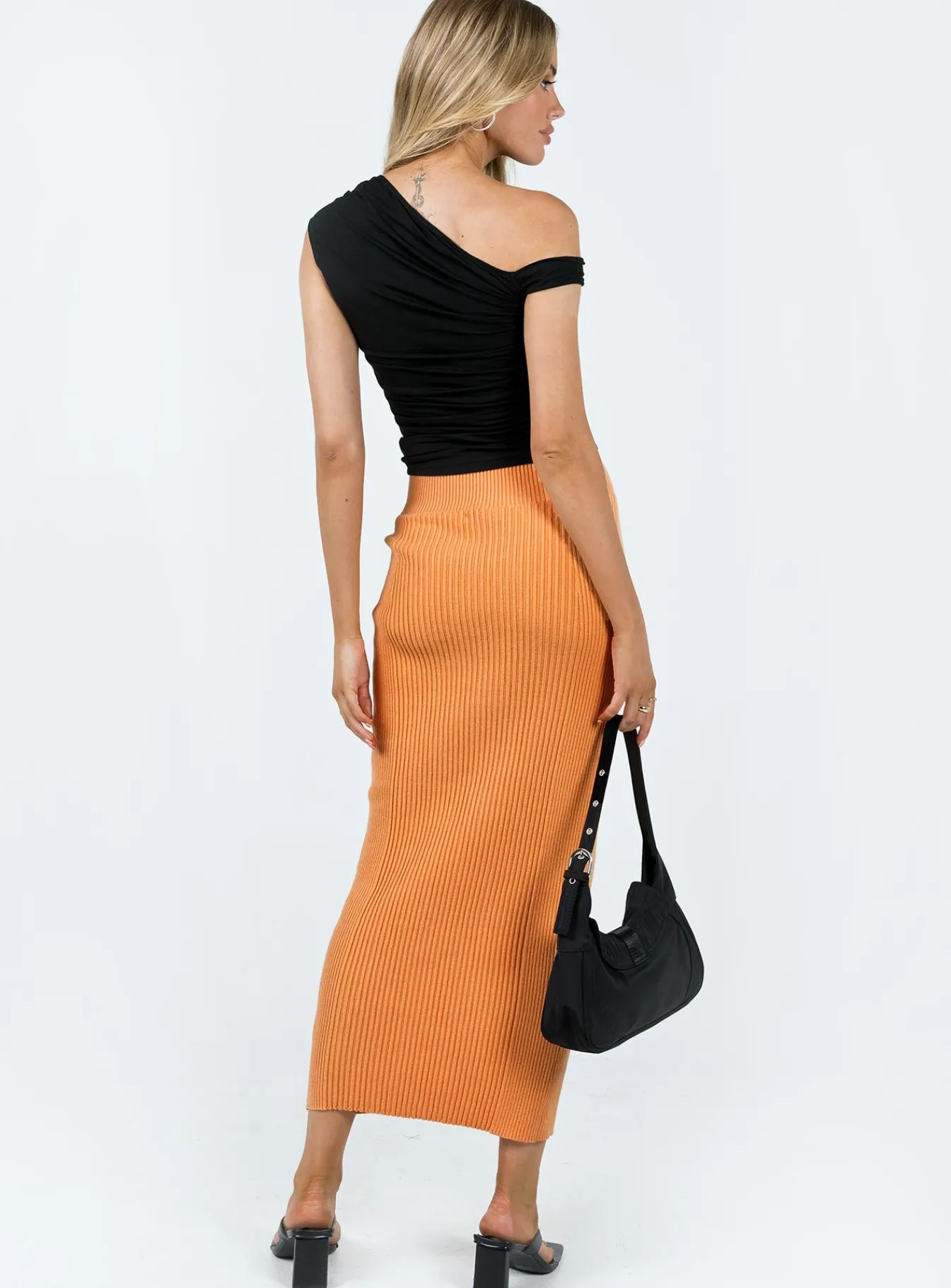 Princess Polly Regent Low Rise Maxi Skirt Orange Clearance