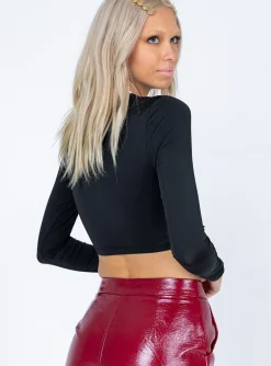 Princess Polly Reggie Long Sleeve Top Black Clearance