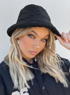 Princess Polly Reina Puffer Hat Black Hot