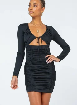 Princess Polly Remine Long Sleeve Mini Dress Black Best Sale