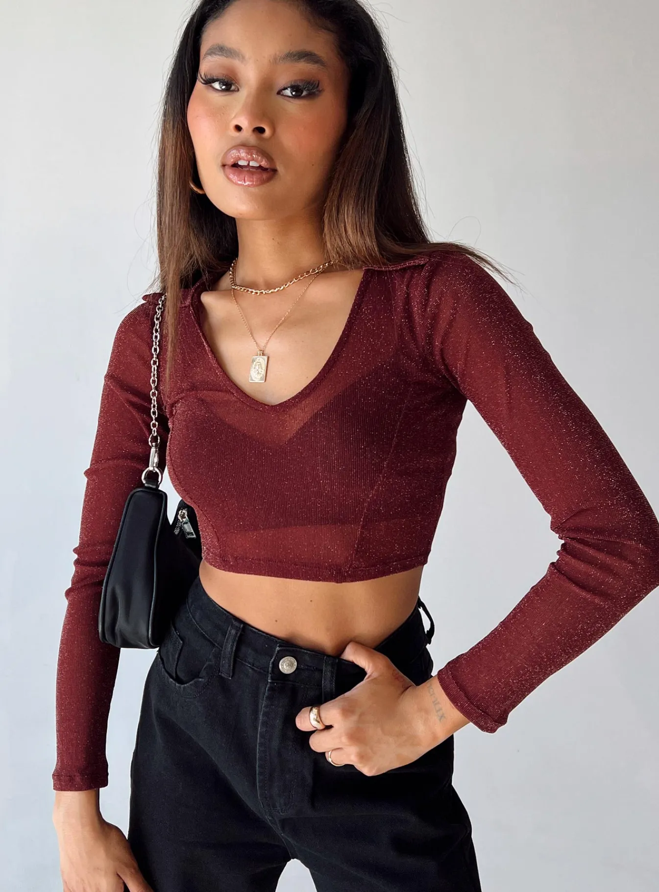 Princess Polly Remmy Long Sleeve Top Brown Clearance