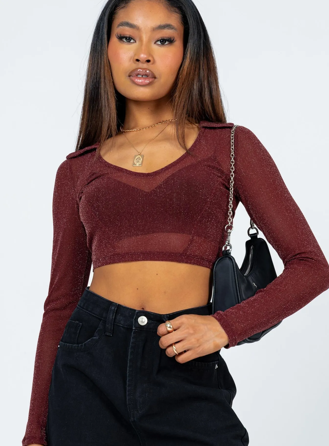 Princess Polly Remmy Long Sleeve Top Brown Clearance