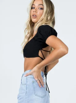 Princess Polly Renley Crop Top Black Cheap