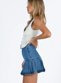 Princess Polly Rescue Me Pleat Mini Skirt Denim Best